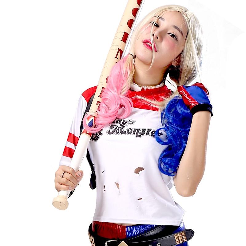 New Harley Quinn Cosplay Costumes Adult Women Men Purim Coats Femme Jacket Chamarras De Batman Para Mujer Suit with Wig Gloves