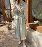 2021 Autumn Long White Shirt Dress Button Casual Solid Maxi Dress Women Elegant Clothes