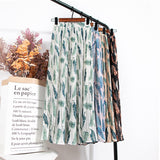 High Waist Floral Print Mid Calf Long Pleated Women Summer Vintage Elegant Chiffon Midi Skirt