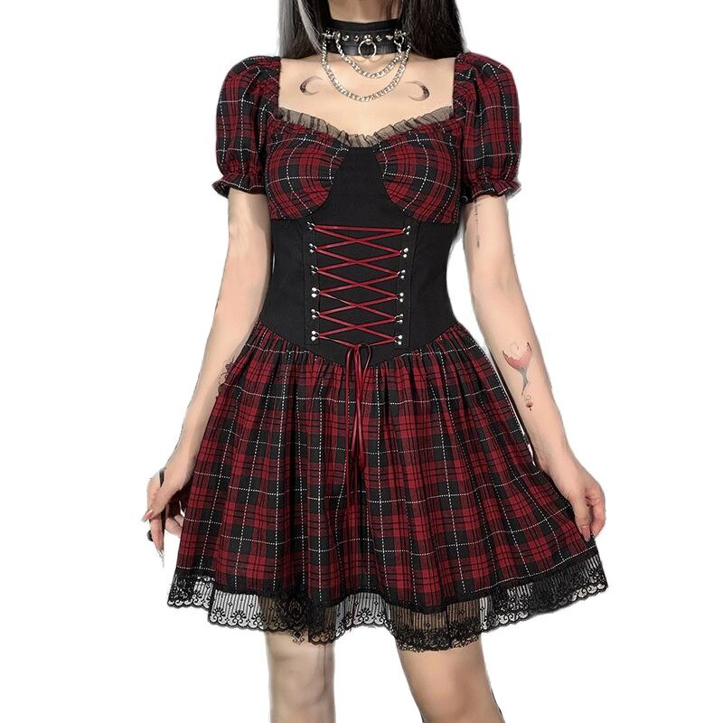  Goth Dress Punk Gothic Harajuku Summer Black Mini