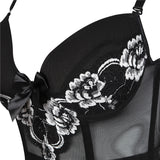 Black Bustier Sexy Women Bustier Boned Corset Top Girdle Waist Floral with Garter Plus Size Lingerie