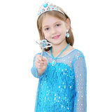 Deluxe Girls Elsa Costume Snow Queen Princess Dress Halloween Costume For Kids Cosplay