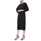 Spring Autumn Women Elegant Ladies Office Dress Fashion Casual Solid Color Dress Slim Midi Dress Vestidos