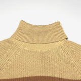 Wide Stripe Patchwork Turtleneck Autumn Knitted Ladies Causal Sweater Tops Women Pullovers