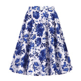 2021 Autumn High Waist Skirt Cotton Womens Polka Dot Floral Print Vinatge Swing Pinup Rockabilly 50s Retro Vintage Party Skirts