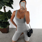 Sexy Sleeveless Summer Casual Fitness Romper Rib knit Streetwear New Trend Jumpsuits