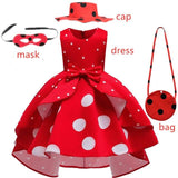 Carnival Girls New Red Bug Dress Moana White Dot Halloween Cosplay Dress