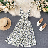 Women' Summer Holiday Print Sundress Spaghetti Strap Beach Style Sleeveless Maxi Dresses