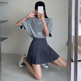 Summer Women Mini Zipper High Waist Solid JK A-Line Casual Sexy Pleated Skirt Grils Streetwear