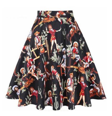 2021 Summer Women Short 50s 60s Skirts Retro Vintage Leopard Printed High Waist School Girls Swing Rockabilly Casual Sundress