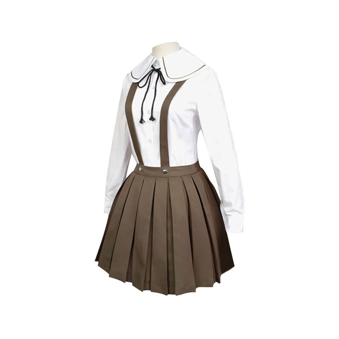 6PCS Danganronpa Fujisaki Chihiro Cosplay women School Uniform Coat Shirt Dress Outfit Anime Cosplay Costumes and wig Halloween