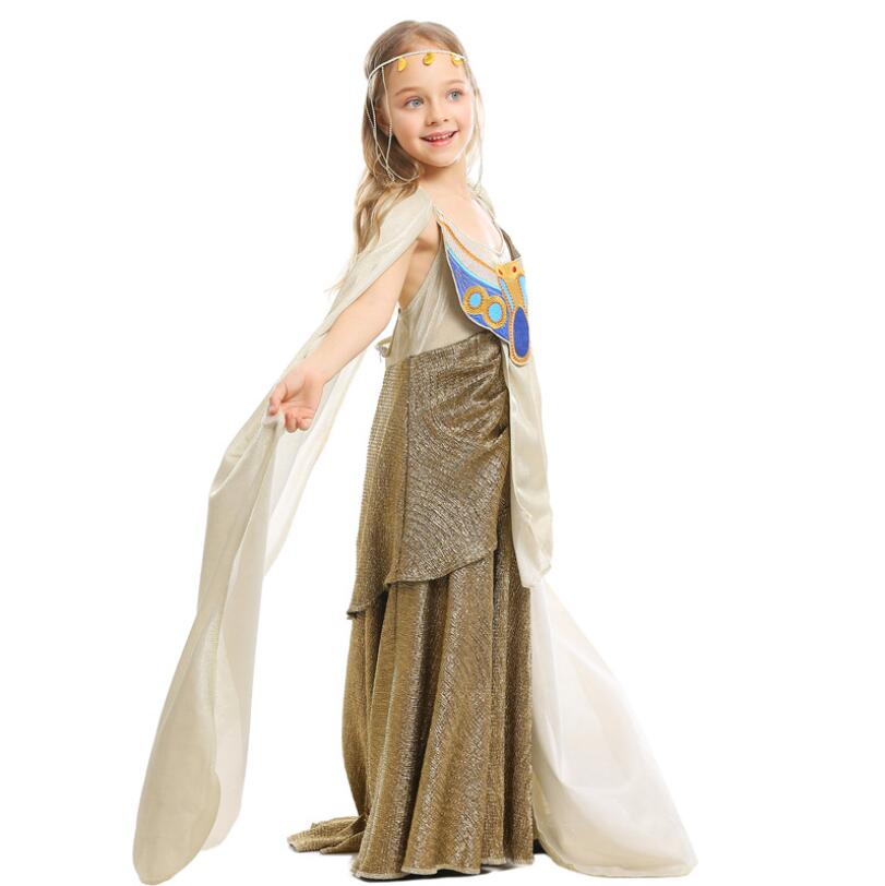 Ancient Egyptian Princess Dress for Kids Girls Clothing Wear Cosplay Cleopatra Costume Children Halloween Party Clothes