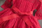 Girls Lace Embroidery Princess Kids Winter Long Sleeve Dresses Bow Tutu Vestidos