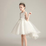Red Tulle Pretty Flower Girl Dress Sofe Lace Baby Girl Dress Kids Formal Wear Wedding Party Dress With Bow
