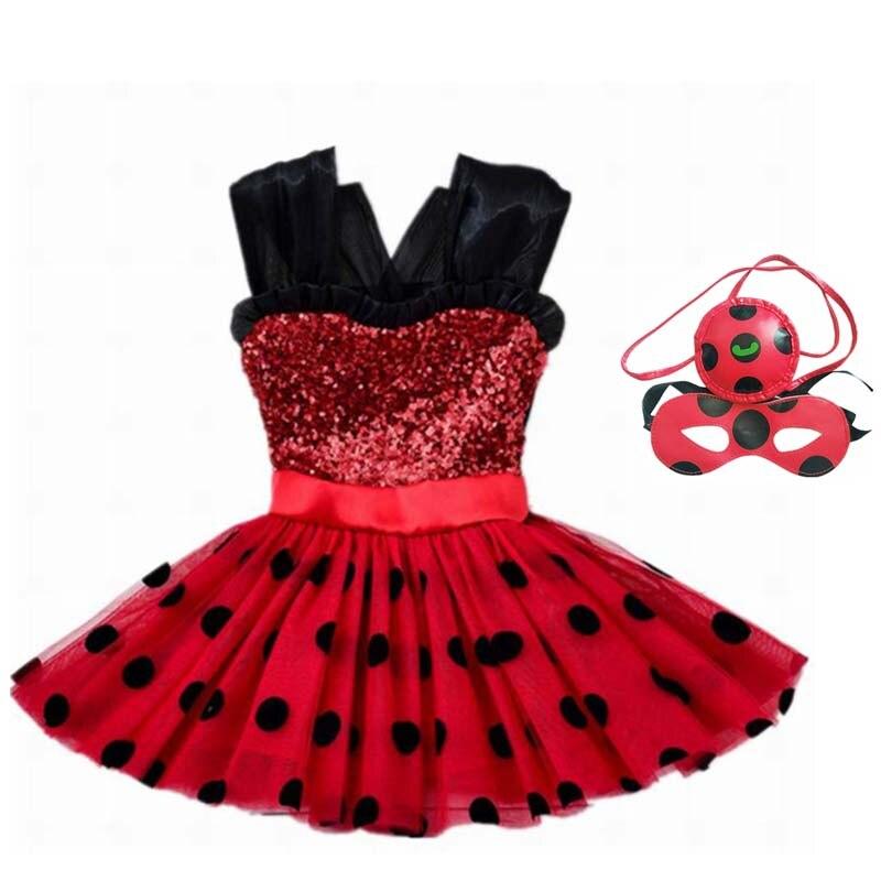 Marinette Girls Ladybug Costume Birthday Party Tutu Ladybird Fancy Dress