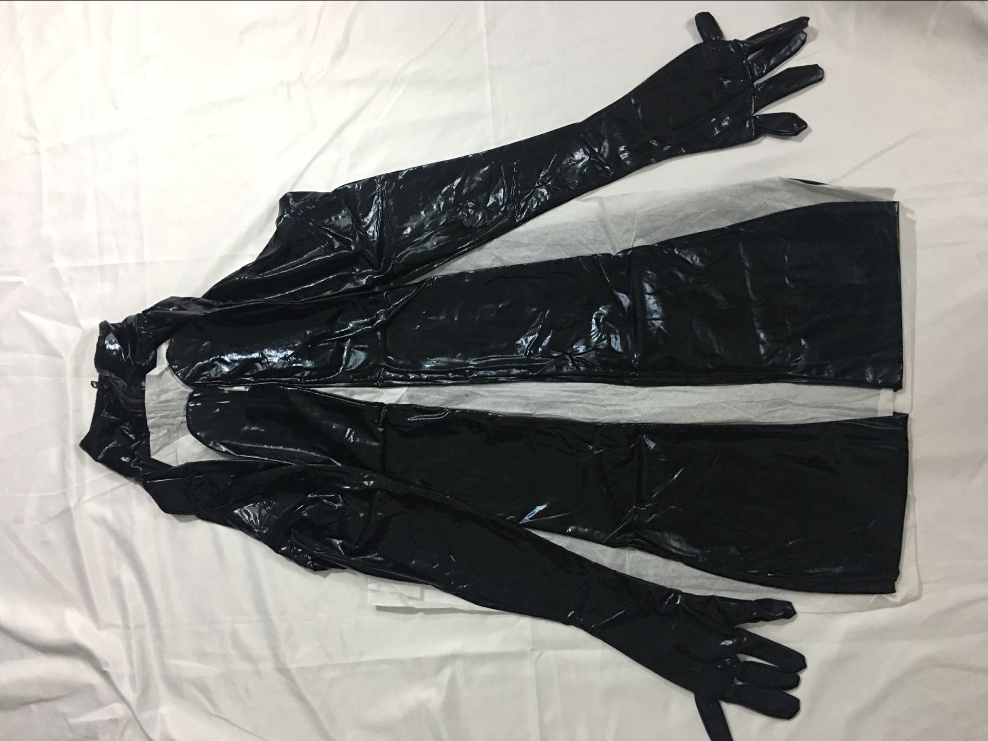 Sexy Leather Catsuit Women Latex Bodysuit Zipper Open Crotch Catsuit Hot  Female Lingerie Erotic Costumes With Gloves Stocking