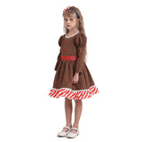 New Christmas Children Clothes Dress Gingerbread man Cosplay Kids Girls Festival Party Dresses One Piece New year Costume