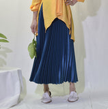 Autumn Winter Women Pleated Solid High Waist A-Line Long Maxi Skirt