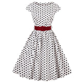 Plus Size 50s Vinage Pin Up Tunic Dresses White Green Polka Dots Patchwork Full Circle Cotton Casual Housewife Tea Dress Vestido