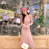 2021 Autumn Winter Thick Straight Sweater Dress Women O-Neck Sweater Dress Elegant Female Slim Knit Vestidos