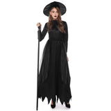 Adult Women Wizards Costume Purim Halloween Cosplay Party Black Gothic Witch Fancy Dress Up