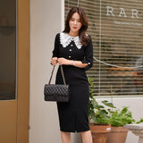 Female Elegant Office Lady Trumpet Dresses Summer Autumn Women Dress Sheath Bodycon Dresses