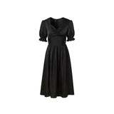 Elegant Ruffle Dress Women French Sexy Split Dress Office Lady Casual Puff Sleeve Designer Party Dress