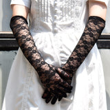 Floral Lace Long Gloves Black White Red Sexy Elbow Length Mittens Party Evening Gloves Accessories