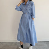 2021 Spring Autumn Elegant Women Midi Shirt Dress With Belt Long Sleeve Casual Loose Office Lady Work Clothes Vestidos