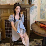 Vintage French Dress Women Retro Puff Sleeve Chiffon Dress Women 2020 Summer Korean Hepburn Style Elegant Dress Women 2020