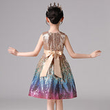 Pretty Sequin Flower Girl Dress Baby Girl Birthday Party Dress Kids Formal Wear Wedding Party Dress With Bow