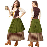 Oktoberfest Costume Germany Wench Beer Maid Dirndl Dress Bar Girl Long Green Fancy Dress New Bavarian Costume