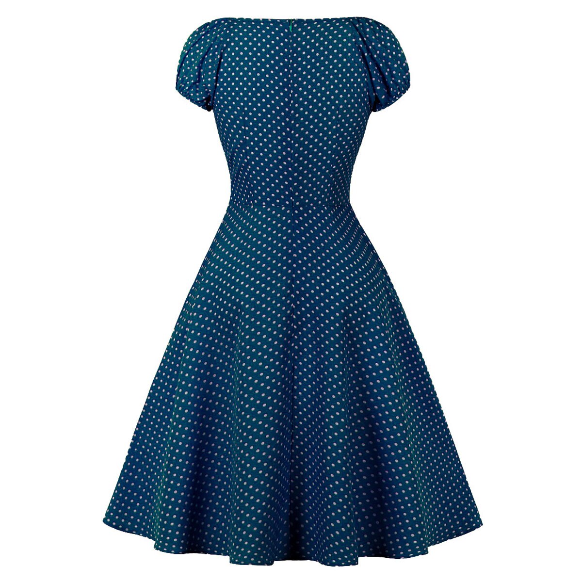 Fashion Polka Dot Midi Dress for Women Blue O Neck Short Sleeve Plus Size Dresses Paty Ladies Streetwear Summer Vestidos 2021