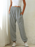 Vintage Elastic Waist Loose Sports Sweatpants Women Trousers Pocket Baggy Joggers