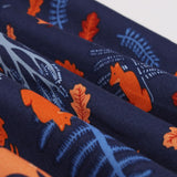 Blue Vintage Summer Short Sleeve Peter Pan Collar Tree Leaf Animal Print Robe Pin Up Swing Casual Dresses