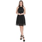 Elegant Black Lace High Waist Sleeveless Patchwork Short Runway Fashion Formal Party Dresses
