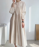 Woman New Arrival Fashion Autumn Long Puff Sleeve Midi Long Dress Casual Spring Vestido Clothes Robe