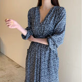 Casual Bohemian Summer Autumn Dress V Neck  Vintage Floral Printed Long Maxi Dresses  Beach Holiday Vestido New arrival