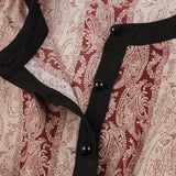 2021 Color Block Vintage Floral Print Elegant Party Midi Dresses for Women O-Neck Button Up Elastic Waist Robe Clothing