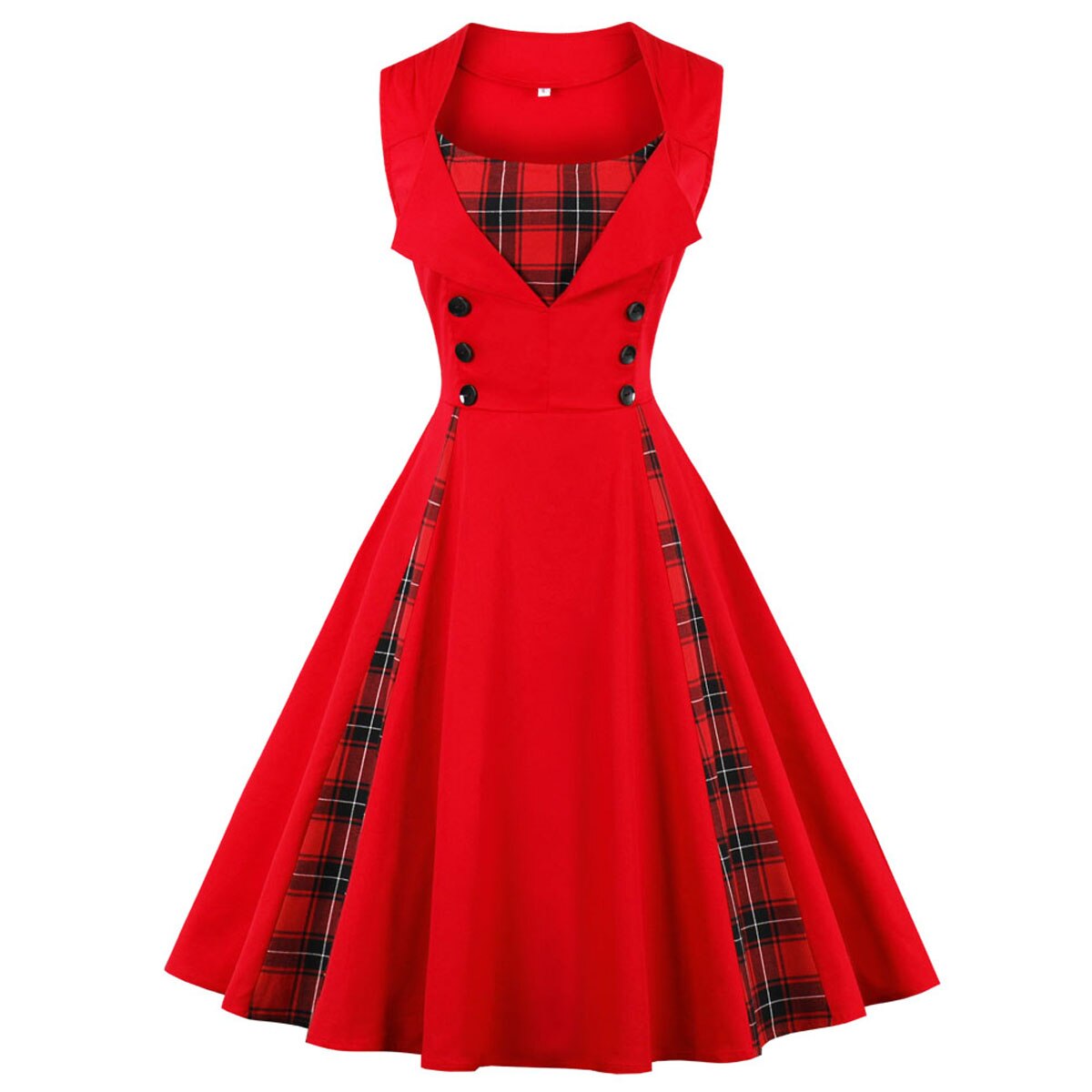 Robe Vintage 50s 60s Retro Cotton Patchwork Pin Up Swing Party Polka Dot Women Casual Dresses