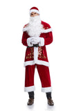 9pcs/set Xmas Santa Claus Suit Adult Christmas Cosplay Costume Red Deluxe Velvet Fancy Xmas Party Man Costume