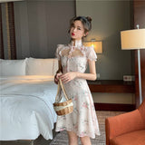 Summer Women Lolita Dress Sweet Girls Princess Maid Vintage Gothic Printed Patterns Chiffon Mini Dress