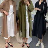 Wholesale Spring Autumn Women Long Sleeve Shirt Dress Casual Buttons Loose Clothes Robe Femme Vestido