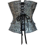 Sexy Vintage Gothic Floral Silver Lace Up Back Victorian Corset Lingerie Top Waist Trainer Body Shaper