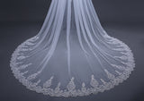 Face Cover Long Veil New Wedding Bride Fashion European and American White Rice  Lace Sequin