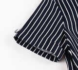 1950s Black White Striped Cotton Short Sleeve Robe Pin Up Elegant Vintage 50s 60s Retro Dresses