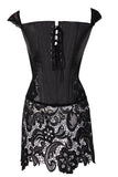 Steampunk Zipper PU Leather Corset Dress Hollow out Lacewomen Sexy Slim Overbust Corsets and Bustiers Shaperwear Plus Size