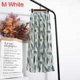 High Waist Floral Print Mid Calf Long Pleated Women Summer Vintage Elegant Chiffon Midi Skirt