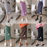 Women Elastic High Waist Solid Knitted Bodycon Elegant Straight Skirts Streetwear