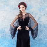 Lantern Sleeve Wedding Dress Waist Fishtail Zipper Black
